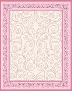 Delicate Pink Floral Scroll Border Rug