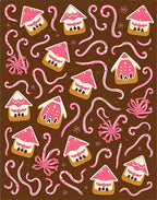 Pink Gingerbread Houses Candy Cane Swirl Rug