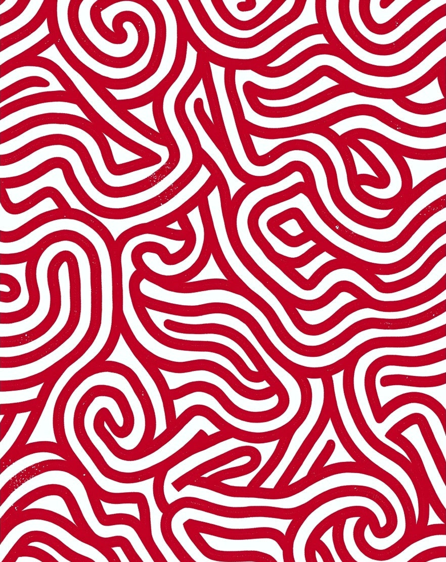 Bold Red Swirl Abstract Lines Rug