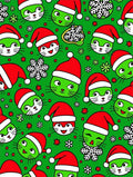Green Christmas Cat Santa Hat Snowflakes Rug