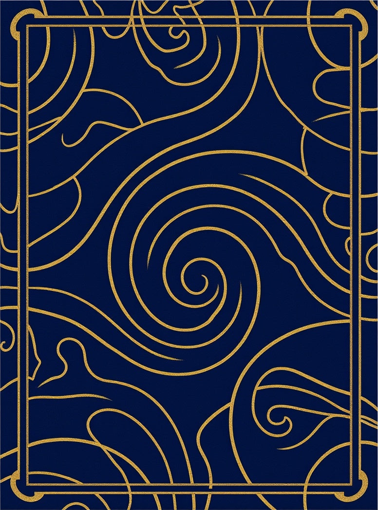 Deep Blue Gold Swirl Art Deco Rug