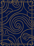 Deep Blue Gold Swirl Art Deco Rug