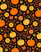 Autumn Harvest Pumpkin Leaf Garland Rug