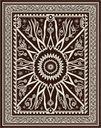 Dark Brown White Floral Sunburst Mandala Rug