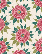 Pink Rose Blossom Floral Arrangement Rug