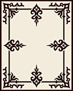 Ornate Ivory Brown Scrollwork Frame Rug