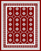 Crimson White Floral Arrangement Rug