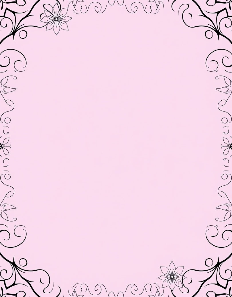 Soft Pink Floral Scrollwork Frame Rug