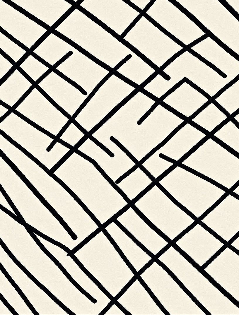 Abstract Black Linear Intersecting Rug