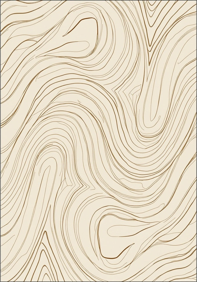 Cream and Gold Swirl Lines Rug