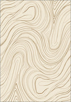 Cream and Gold Swirl Lines Rug