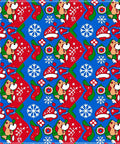 Jolly Blue Red Christmas Character Snowflakes Rug