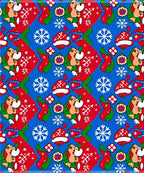 Jolly Blue Red Christmas Character Snowflakes Rug