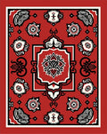 Bold Red Floral Crest Medallion Rug