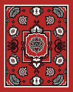 Bold Red Floral Crest Medallion Rug