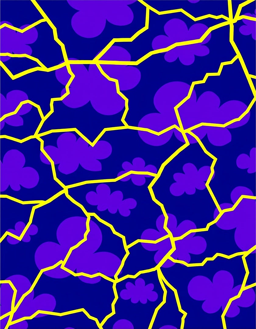 Purple Cloud Cracked Blue Yellow Rug