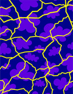 Purple Cloud Cracked Blue Yellow Rug