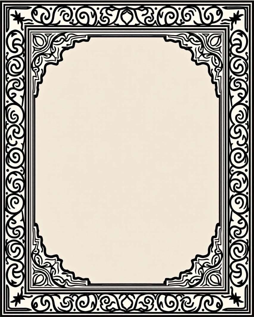 Ornate Black Filigree Corner Medallion Rug