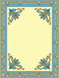 Classic Blue Golden Floral Border Rug