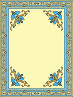 Classic Blue Golden Floral Border Rug