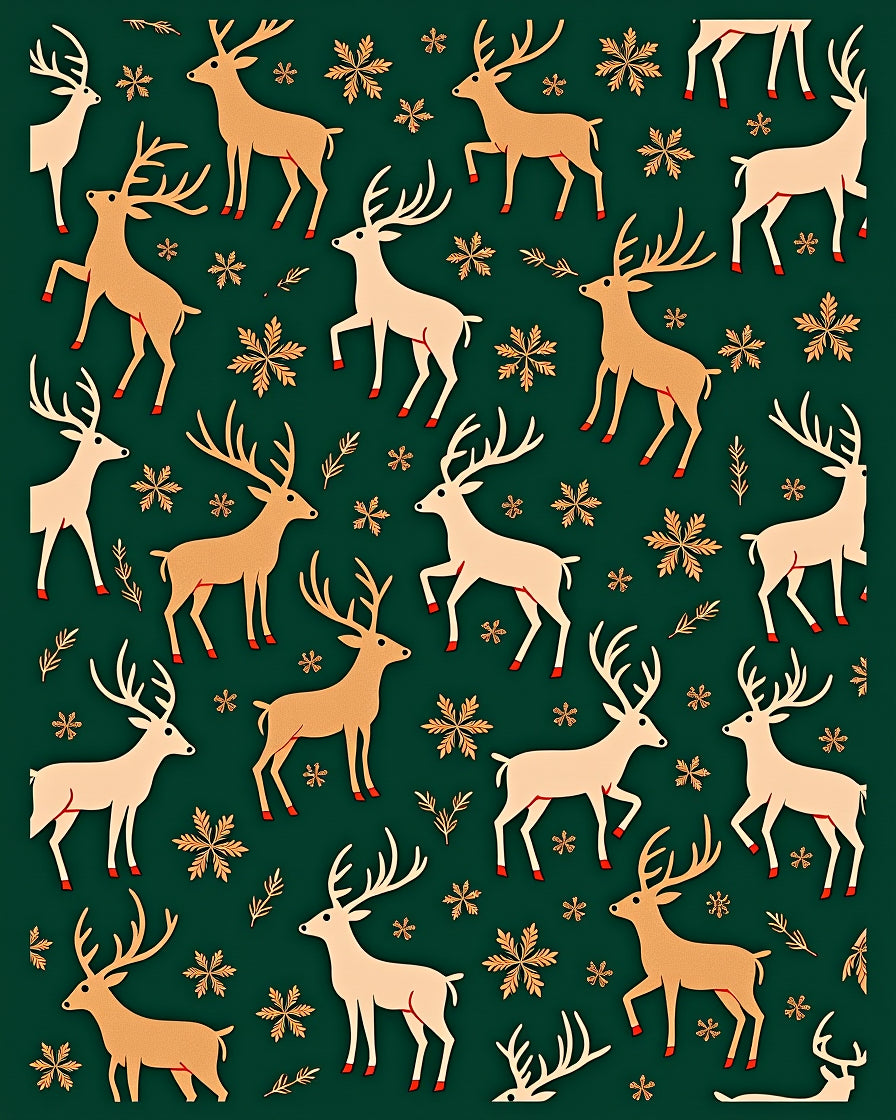 Golden Deer Snowflake Forest Rug