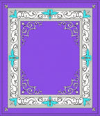 Ornate Purple White Teal Scrollwork Frame Rug