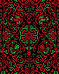 Red Green Floral Swirl Symmetry Rug