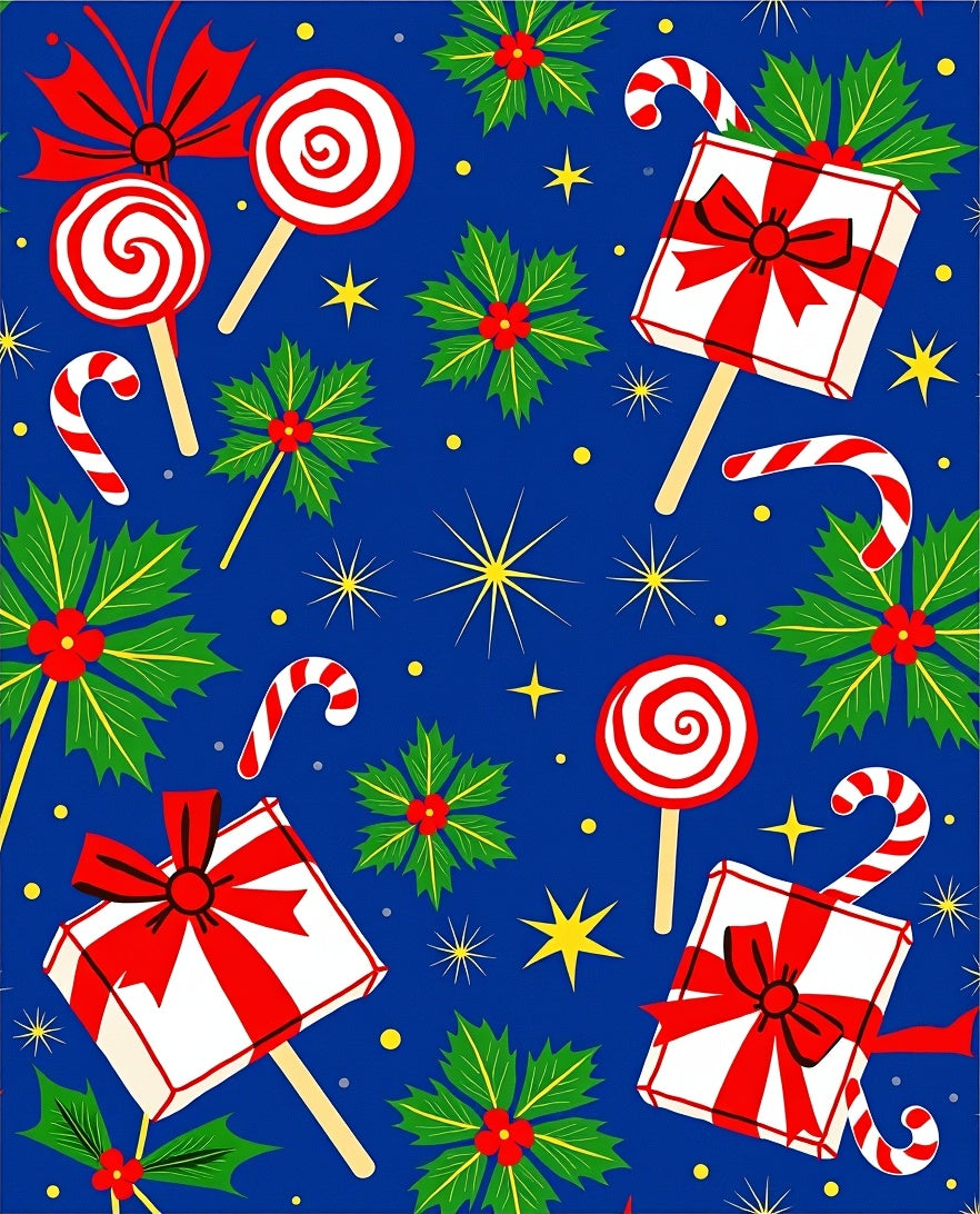 Red White Blue Christmas Lollipop Gift Rug