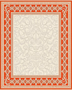 Crimson Ornate Border Swirl Medallion Rug