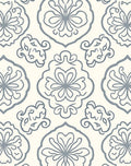 Soft Blue Floral Medallion Arabesque Rug