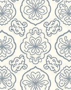 Soft Blue Floral Medallion Arabesque Rug