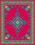 Vibrant Crimson Floral Medallion Border Rug