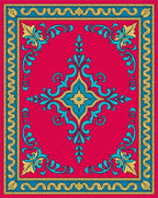 Vibrant Crimson Floral Medallion Border Rug