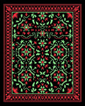 Bold Red Green Floral Medallion Border Rug