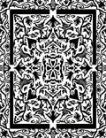 Black White Damask Floral Medallion Rug