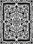 Black White Damask Floral Medallion Rug