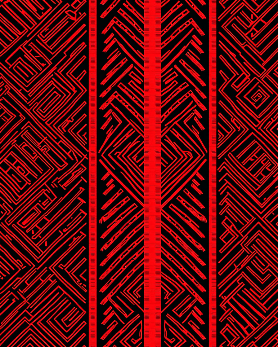 Bold Crimson Geometric Labyrinth Rug