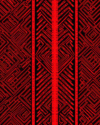 Bold Crimson Geometric Labyrinth Rug
