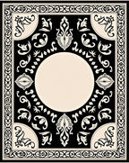 Black Ivory Ornamental Medallion Center Rug