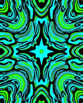 Vibrant Blue Green Swirl Symmetry Rug