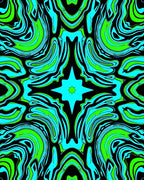 Vibrant Blue Green Swirl Symmetry Rug