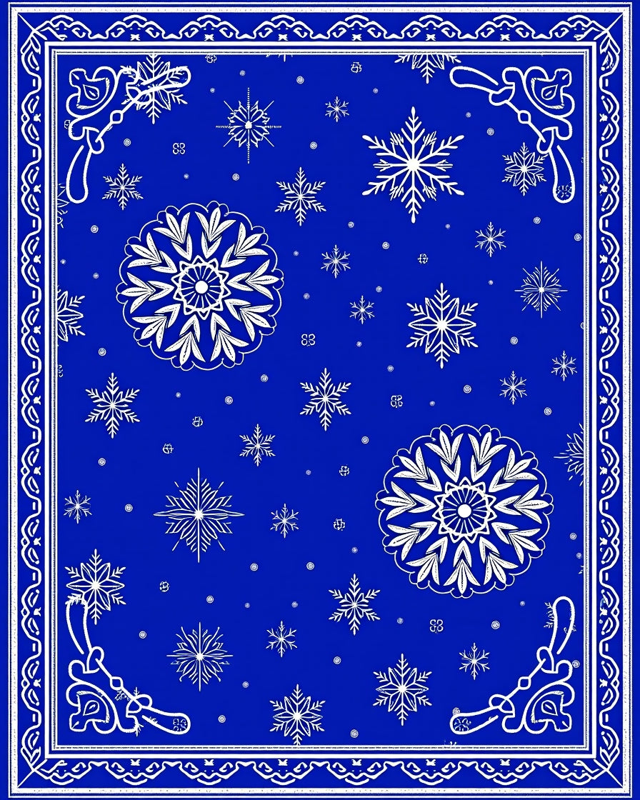 Winter Snowflakes Blue Scandinavian Rug