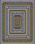 Geometric Ivory Gold Concentric Frames Rug