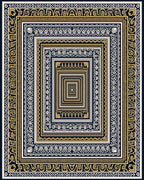 Geometric Ivory Gold Concentric Frames Rug