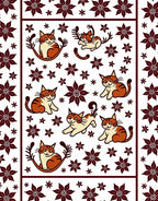 Playful Orange Tabby Cats Floral Rug