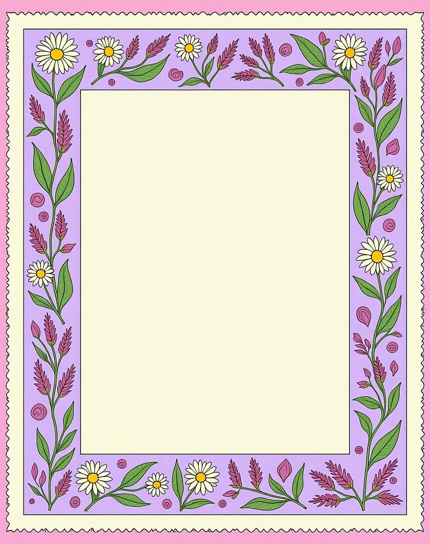 Lavender Floral Daisy Border Rug