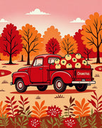 Rustic Red Truck Autumn Apples Rug