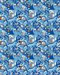 Whimsical Blue Abstract Woodland Creatures Rug