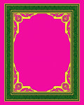 Vibrant Pink Green Yellow Filigree Frame Rug