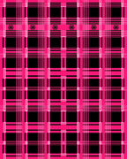 Bold Pink Black Plaid Asterisk Field Rug